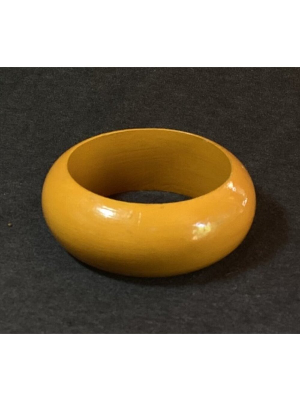 Vintage Chunky Domed Wood Bangle Bracelet Painted Orange Women's Size Medium